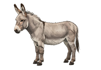 Realistic Donkey Illustration – Farm Animal Art – Rural Wildlife Drawing – Rustic Decor Print – Gray Donkey Artwork for Country-Themed Designs

