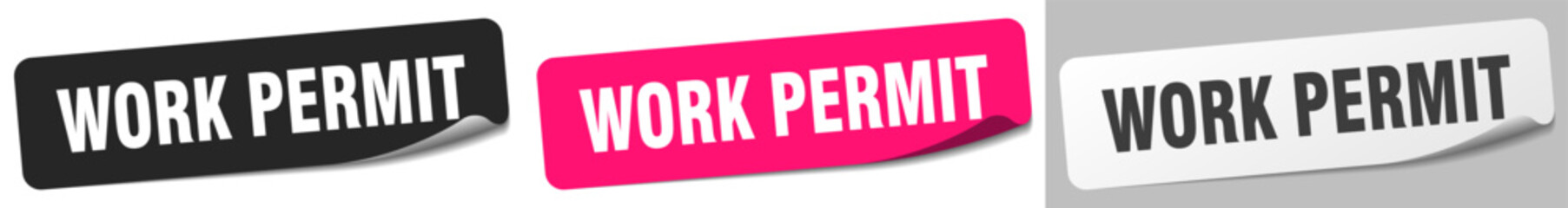 work permit sticker. work permit sticker set on white background