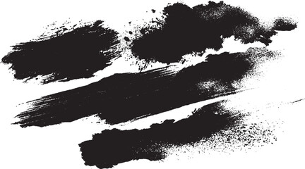 Black paint brush stroke on a transparent background, creating a textured paint element for grunge effects. Suitable for modern creative compositions.