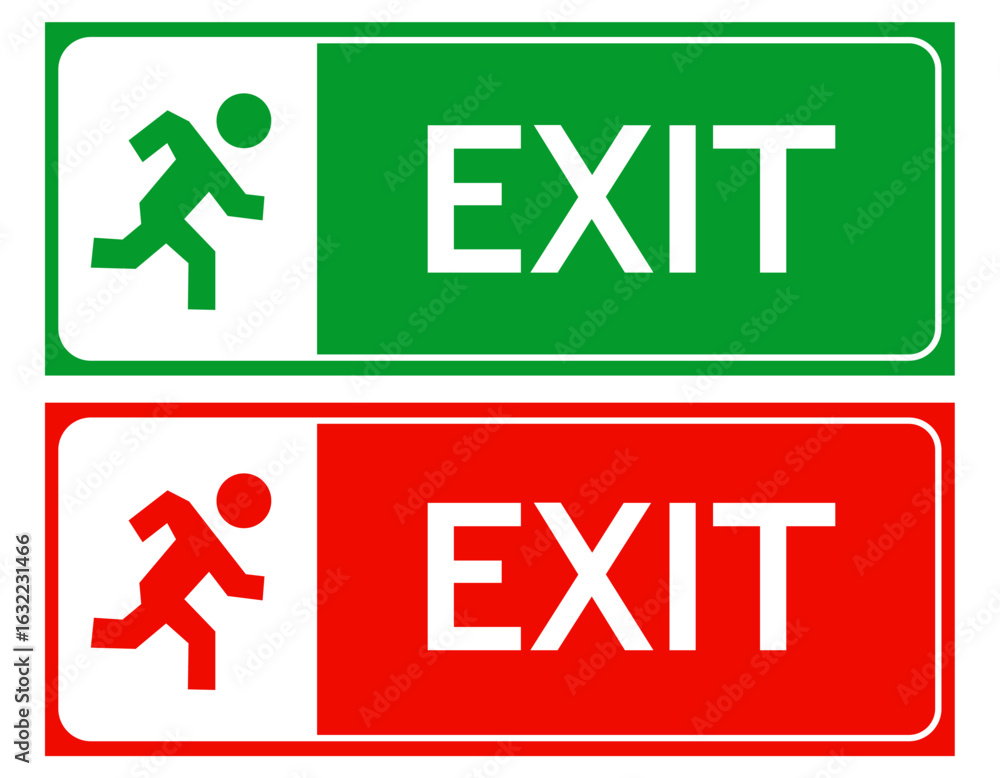 Aufkleber emergency exit sign vector illustration signs vector in red and green color vector design