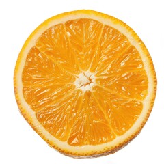Close-up of an orange slice.  A vibrant citrus slice, cut in half, displays the juicy segments radiating from the center