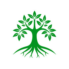 tree logo vector art roots mangrove tree illustration