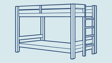 Vector illustration of a durable bunk bed for children's rooms and optimized space-saving furniture designs