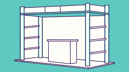Vector illustration of a modern exhibition stand for trade shows and promotional events showcasing products