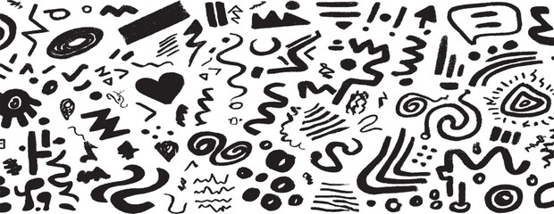 Tree, house, smile, sun school sketch nature children design. Vector illustration . Cute flower, heart, cloud, star, crown and rainbow in colorful kid scribble