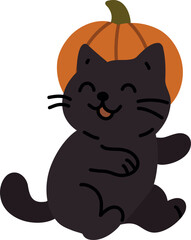 Happy Cat with Pumpkin