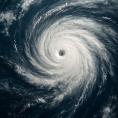 A powerful and massive hurricane photographed from space, showing the distinct eye of the storm swirling over the dark blue ocean.