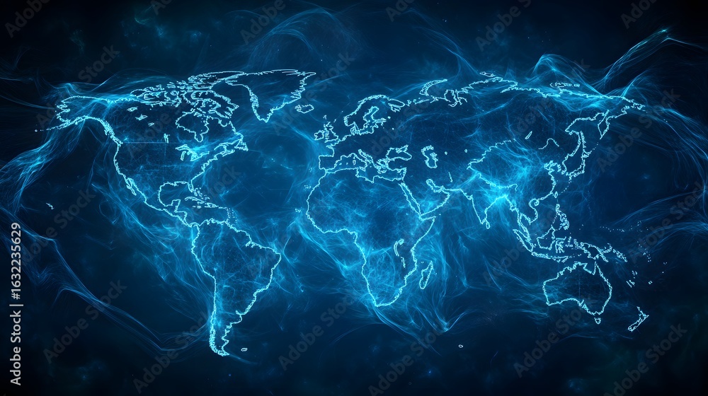Aufkleber abstract digital wallpaper background display showing futuristic neon wave-inspired curved patterns