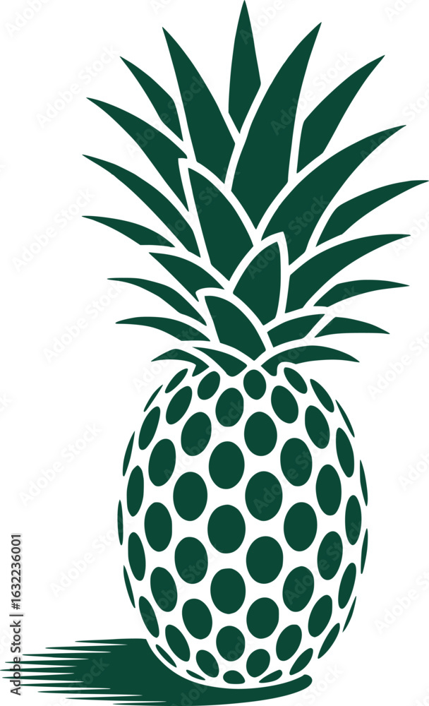 Poster stylized pineapple vector graphic with circular pattern and green color palette a tropical fruit des