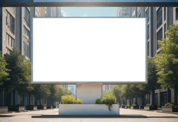 Fototapeta premium Blank billboard on urban street with clear sky and empty advertising space