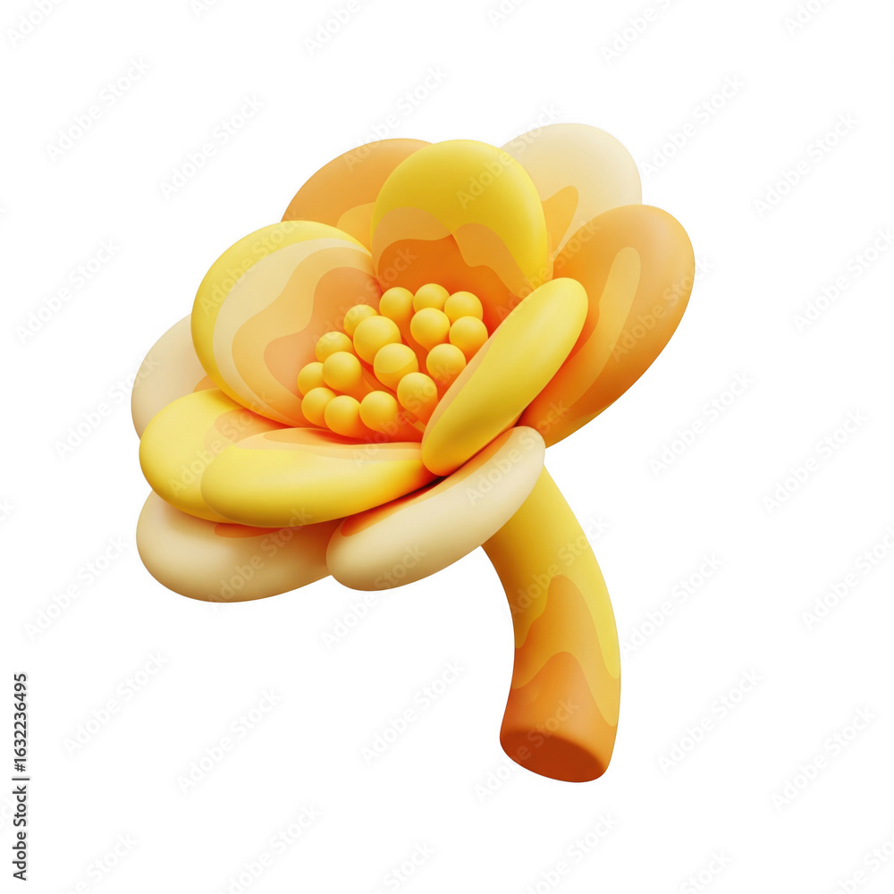 Poster stylized three-dimensional floral render with soft gradient tones on black backdrop