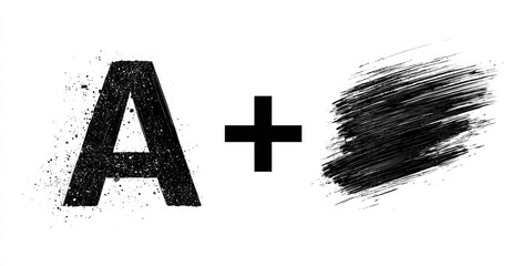 A stylized letter "A" with distressed texture and a brushstroke beside it