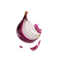Half slice falling onion in kitchen