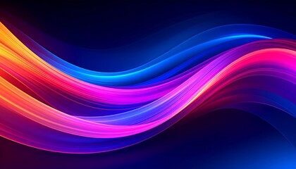 Obraz premium Abstract Colorful Wavy Lines Flowing Across Dark Blue Background, Artistic Design.