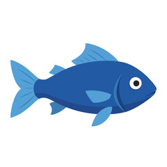 Fototapeta premium Vector art of a simple blue fish illustration isolated on white background