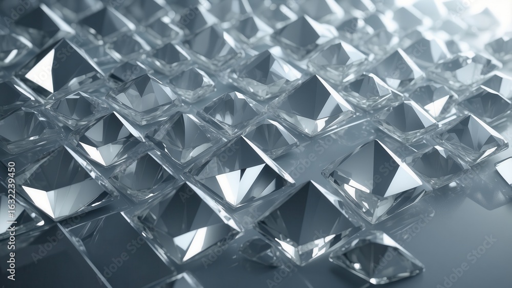 Poster geometric display of crystalline structures creates an abstract pattern with subtle gradations.