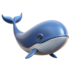 Cute Blue Whale Cartoon Illustration Swimming Underwater on transparent background