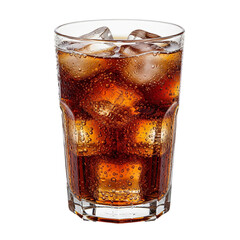 Refreshing cola drink with ice isolated on transparent background