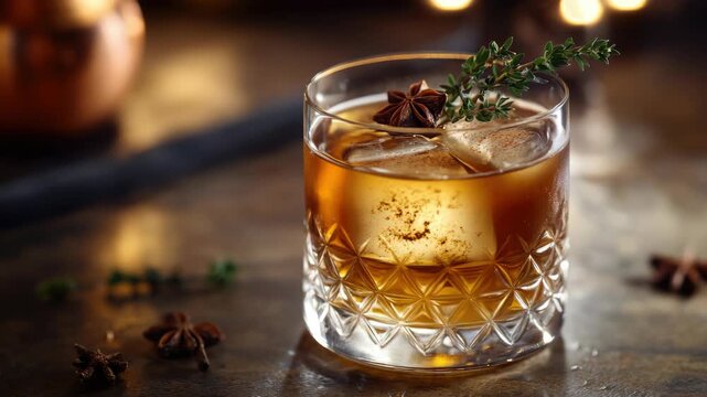 A comforting gin cocktail with cloves, cinnamon, and a hint of sweetness served in a glass, perfect for holiday gatherings.