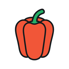 Vector image of a red bell pepper.