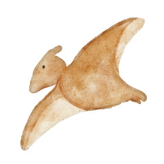 watercolor pterodactyl. perfect for sticker, birthday invitation decoration, baby shower, or nursery wall art © Rizki