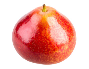 Obraz premium Top-Down Macro Shot of Crimson Red Pear with Textured Skin, Transparent Background.