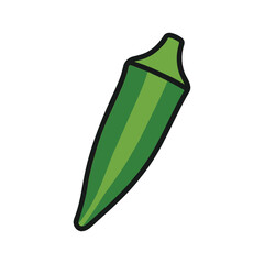 Vector illustration of a green okra pod.