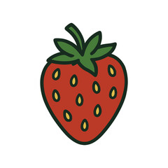 Simple vector illustration of a ripe, red strawberry.