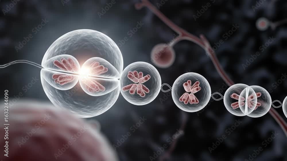 Poster cellular structure representation with bright lighting and dark background