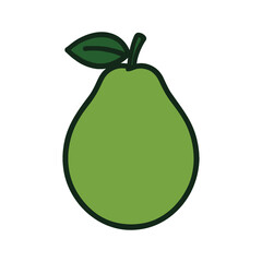 Simple vector illustration of a green pear fruit.
