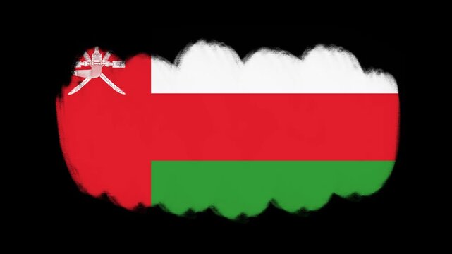 Oman flag created with brush strokes