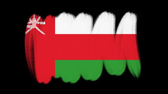 Oman flag created with brush strokes