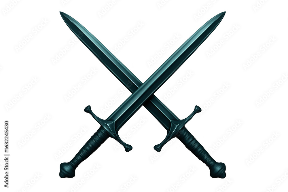Poster two sharp swords crossing each other on a transparent background, creating a powerful symbol of medi