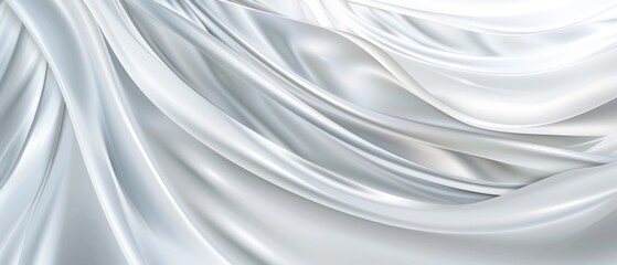 White glossy curtain fabric swirl curl crumpled abstract flow.