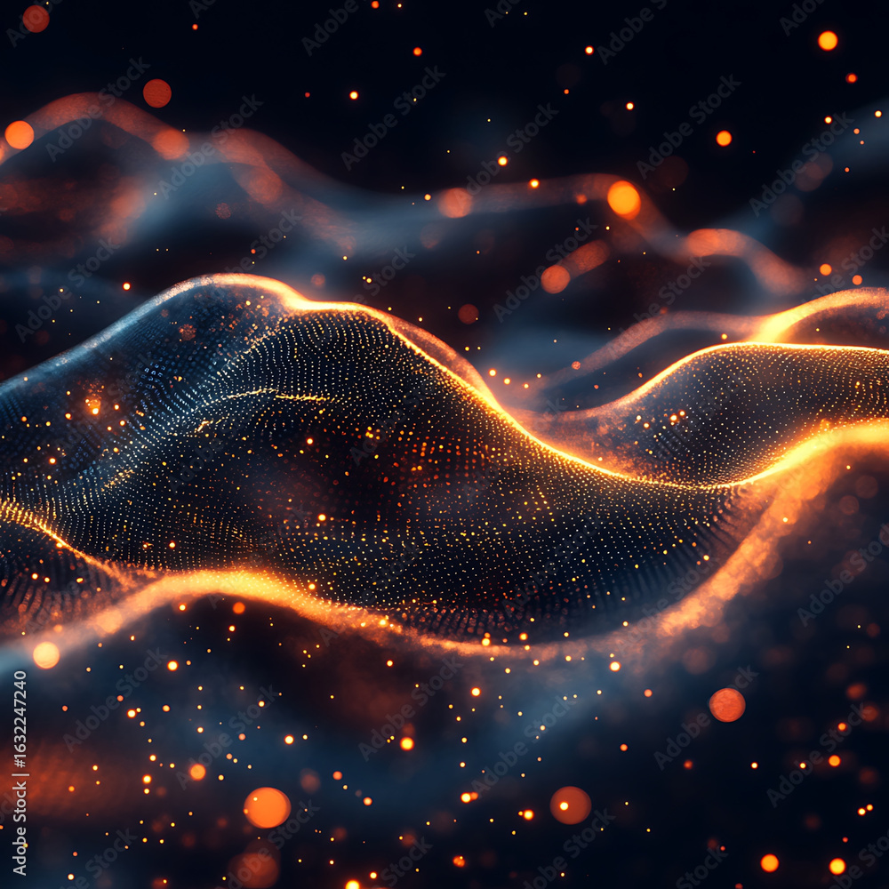 Poster luminous energy patterns create mesmerizing visual experience, showcasing interconnected waves of li