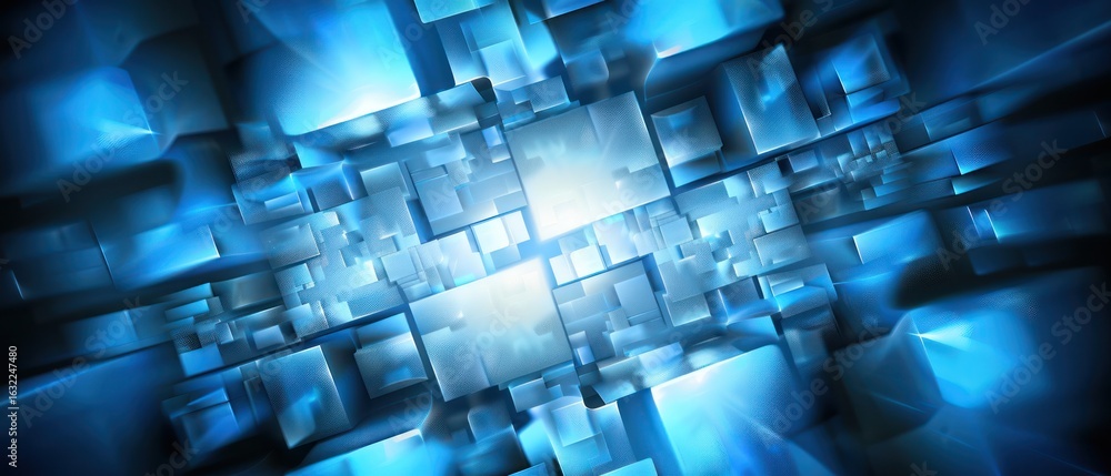 Poster abstract business blue structure light block brick texture surface cube square shape wallpaper backg