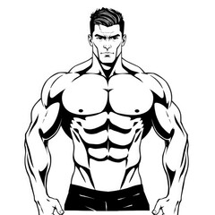 Fototapeta premium muscular male torso with transparent background PNG and JPEG image 