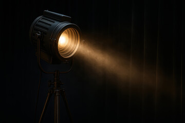 a professional film projector illuminating a screen with bright light, creating an atmosphere of anticipation for a screening or presentation.