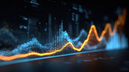 Abstract data visualization,  glowing graphs