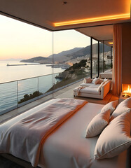 Luxury Coastal Living Room with Ocean View and Modern Design