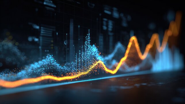 Abstract data visualization, glowing graphs