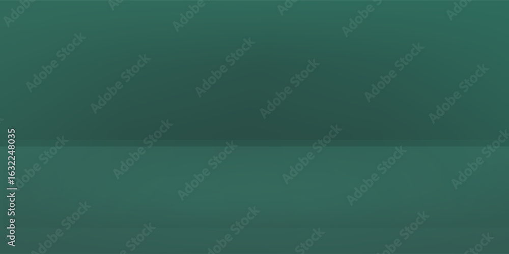 Poster realistic green background. minimal 3d shelf. space for displaying products. empty room with spotlig