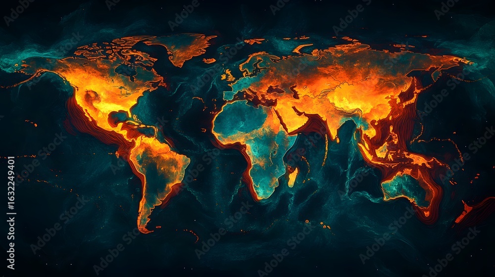 Aufkleber abstract digital wallpaper background display expressing futuristic glowing abstract shapes with dep