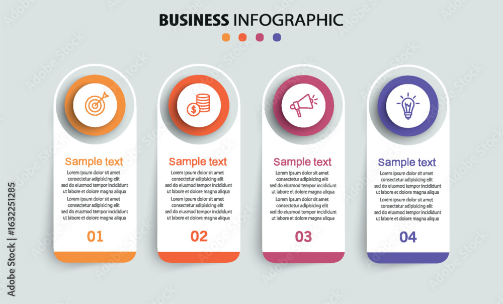Wall mural business infographic design template with 4 options, steps or processes. can be used for workflow la