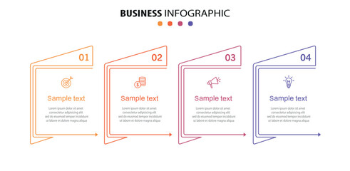 Business infographic design template with 4 options, steps or processes. Can be used for workflow layout, diagram, annual report, web design	
