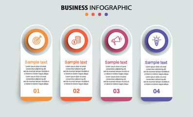 Business infographic design template with 4 options, steps or processes. Can be used for workflow layout, diagram, annual report, web design	
