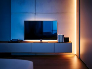 Modern Interior with Ambient Lighting and Minimalist Décor - Cozy Living Space Design in a Contemporary Urban Apartment