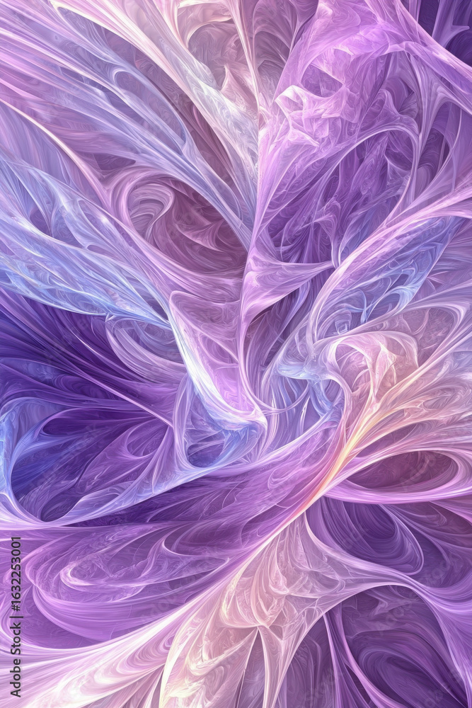 Aufkleber abstract fractal art forming swirling patterns with flowing lines in purple and blue hues for digita