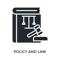 Policy And Law Icon Glyph Style. Vector Illustration For Graphic Design