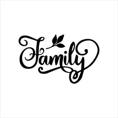 Family vector calligraphic inscription with smooth lines. Minimalistic hand lettering illustration.